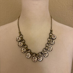 COOKIE LEE Necklace w/ Faceted Crystal Drops Across Front